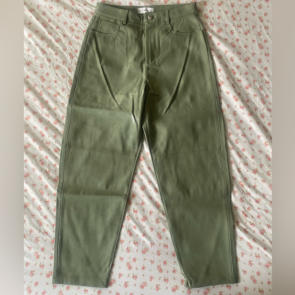 Moss Green Leather Pants